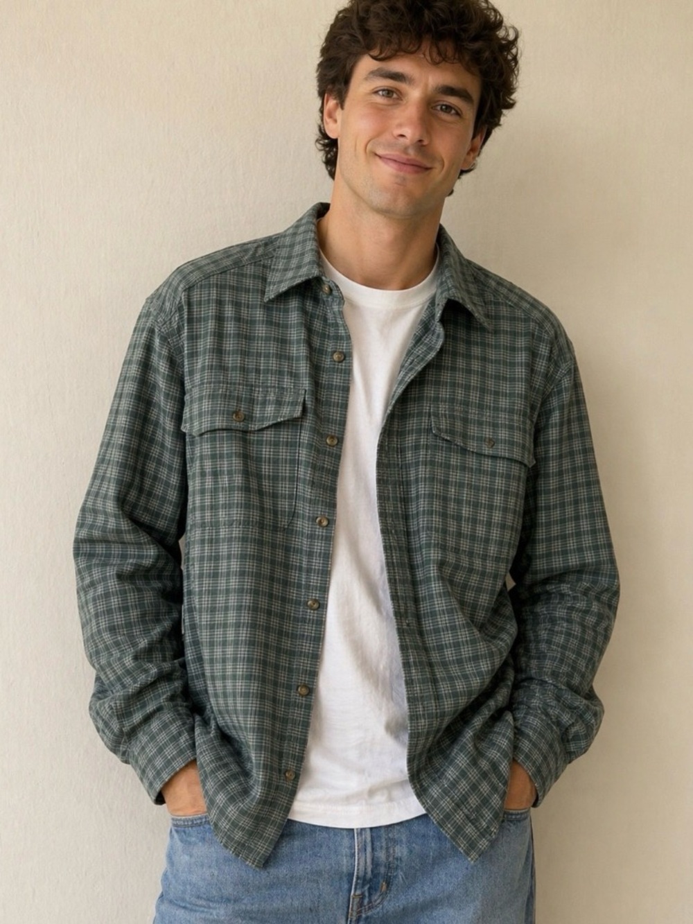 L.L.Bean Vented Shirt‎ Mens L TALLGreen Plaid Fish Hiking Outdoor Mesh